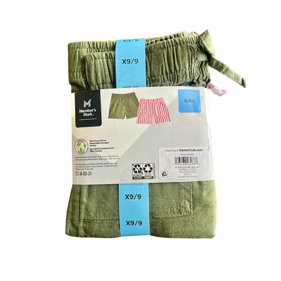 Member's Mark Girl's 2-Pack Elastic Waistband Shorts Sea Turtle/Pink Size 4/5 - Picture 2 of 2